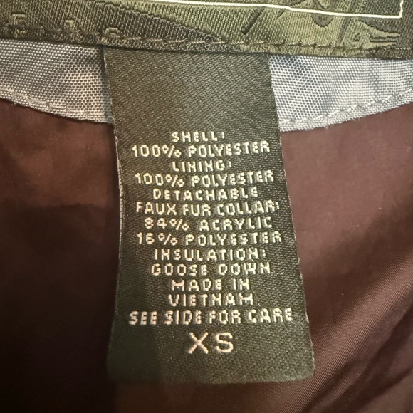 Eddie Bauer Sea Foam Gray Goose Down Quilted Puffer Jacket with Faux Fur Collar - Picture 3 of 8